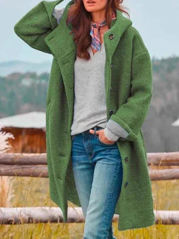 Renaya – Dames Winterjas Lang Getailleerd Elegant Warm Met Zakken