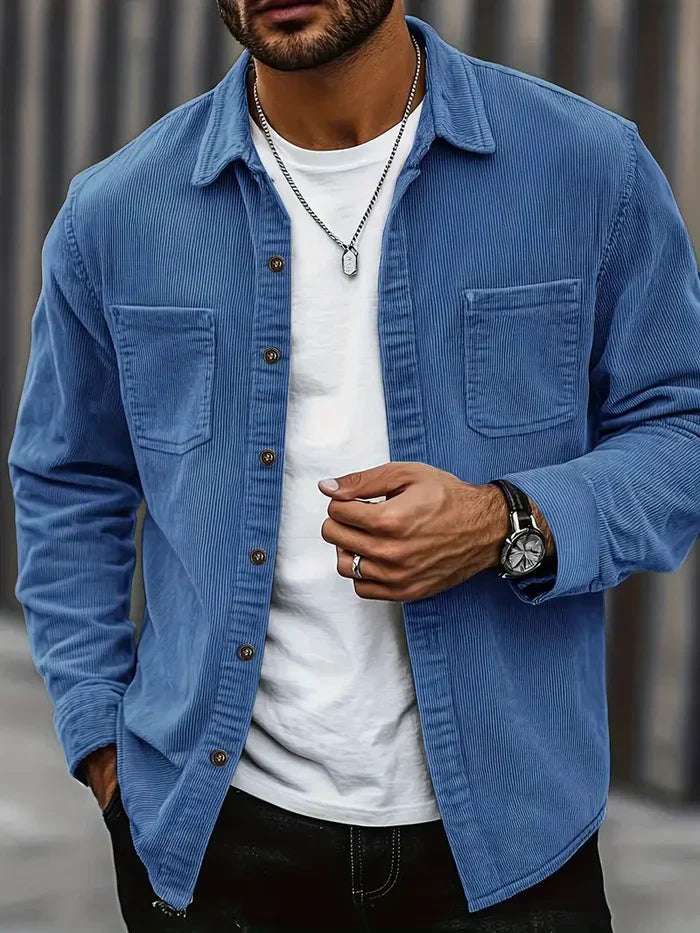 Heren Corduroy Overshirt – Rib Overshirt Heren Met Borstzakken Casual & Tussenlaag
