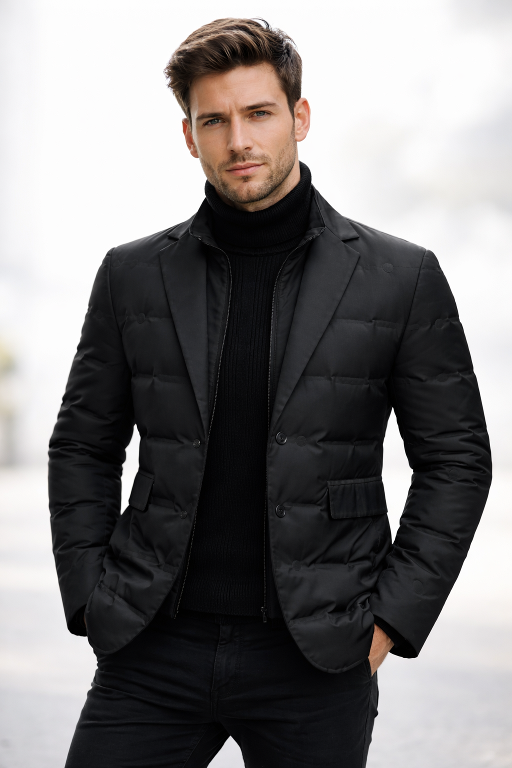 Heren Gewatteerde Jas - Blazer-Look Slim Fit