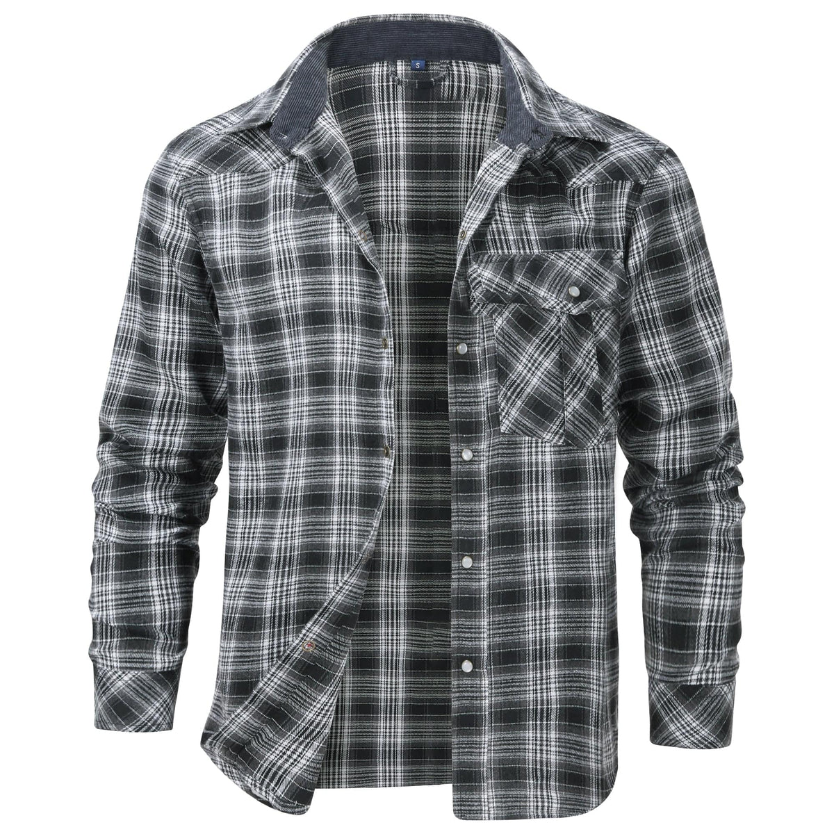 Heren Geruit Overhemd – Warm Casual Overhemd Heren Met Drukknopen