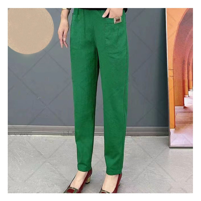 Dames Linnen Broek Stretch Elastische Casual Dames Pantalon