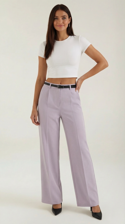 Dames Wide Leg Broek – Hoge Taille Met Ceintuur