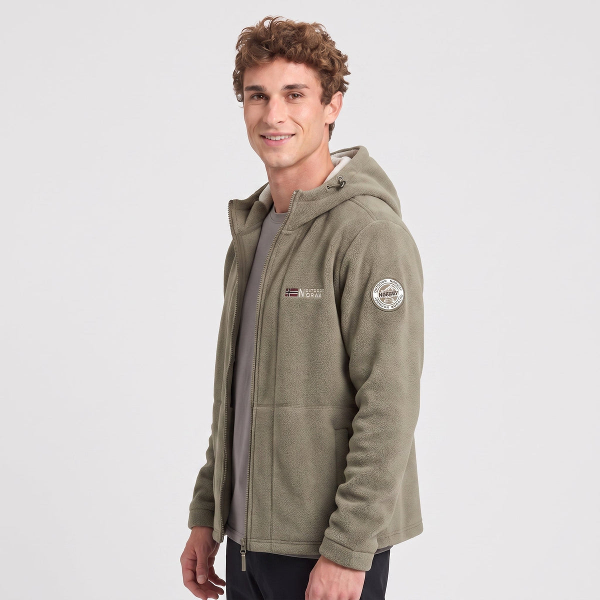 Heren Winddicht Fleece Jack met Capuchon - Gevoerd Fleecevest met Rits