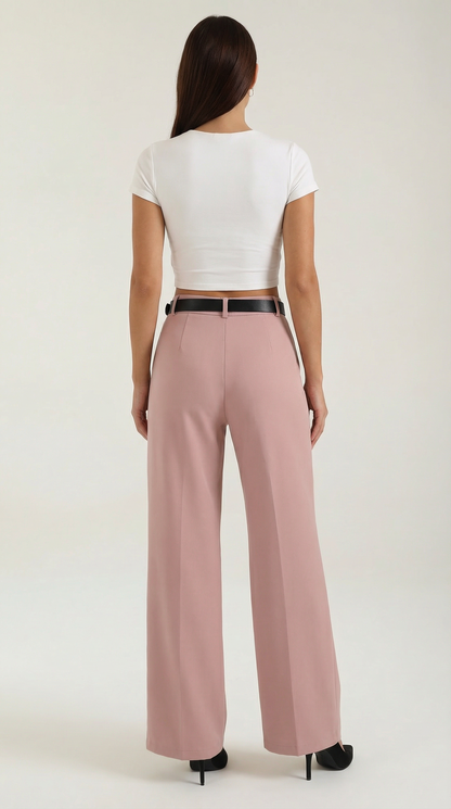 Dames Wide Leg Broek – Hoge Taille Met Ceintuur