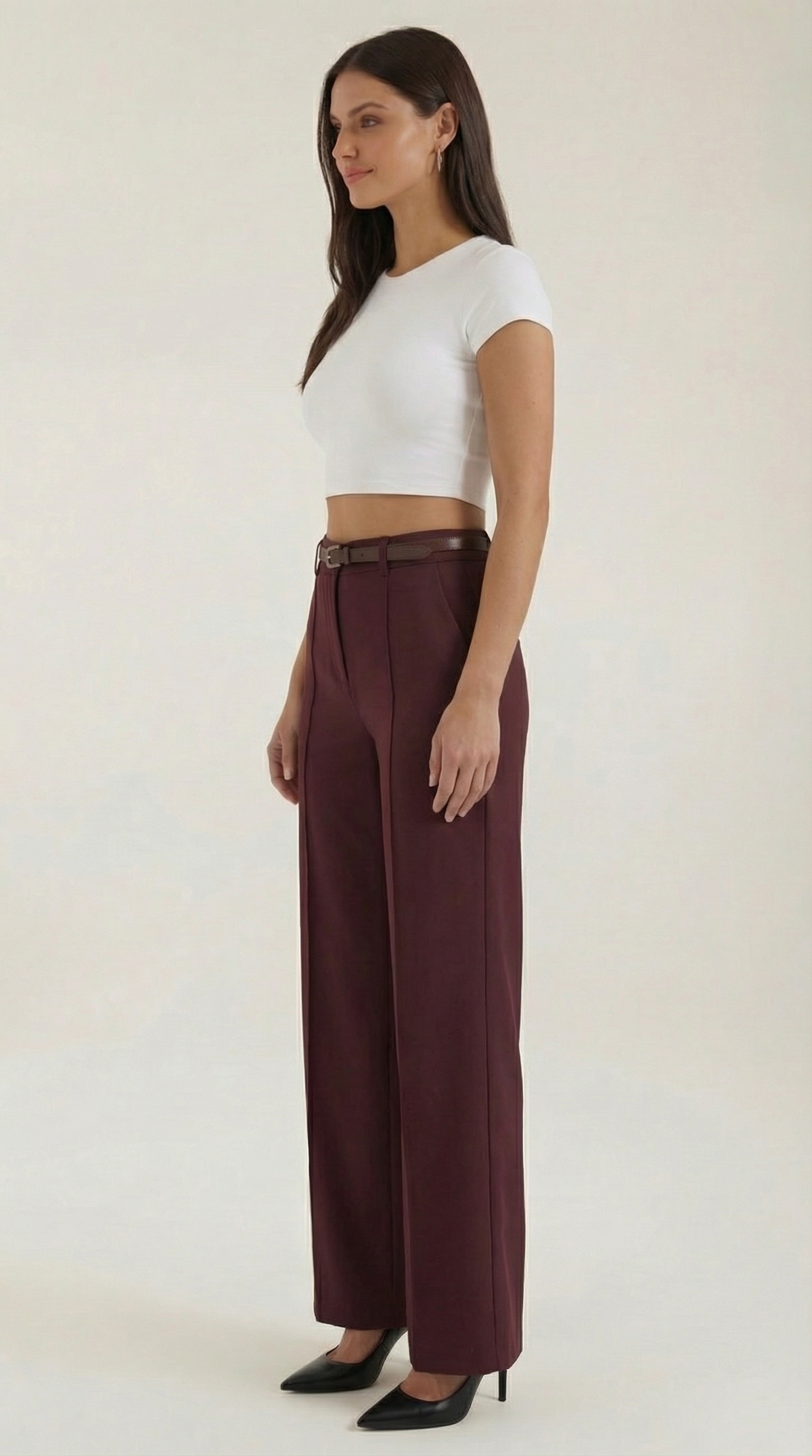 Dames Wide Leg Broek – Hoge Taille Met Ceintuur