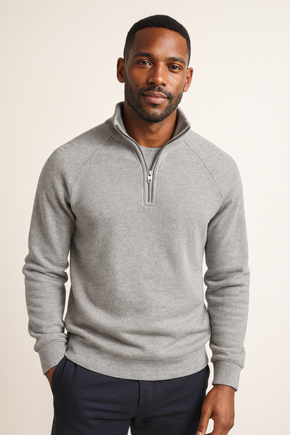 Heren Quarter-Zip Trui - Katoenblend met Fleece Voering