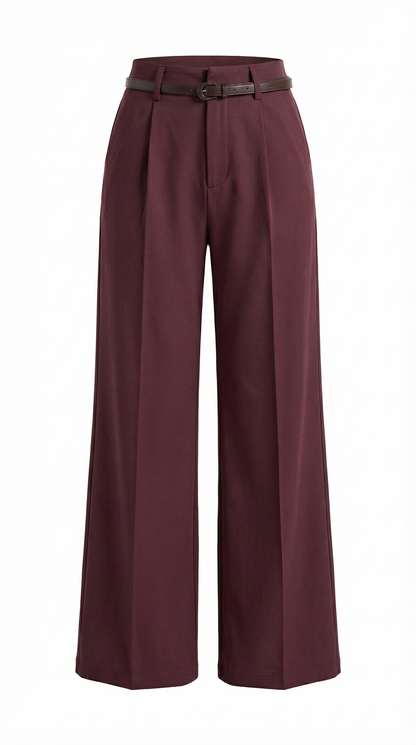 Dames Wide Leg Broek – Hoge Taille Met Ceintuur