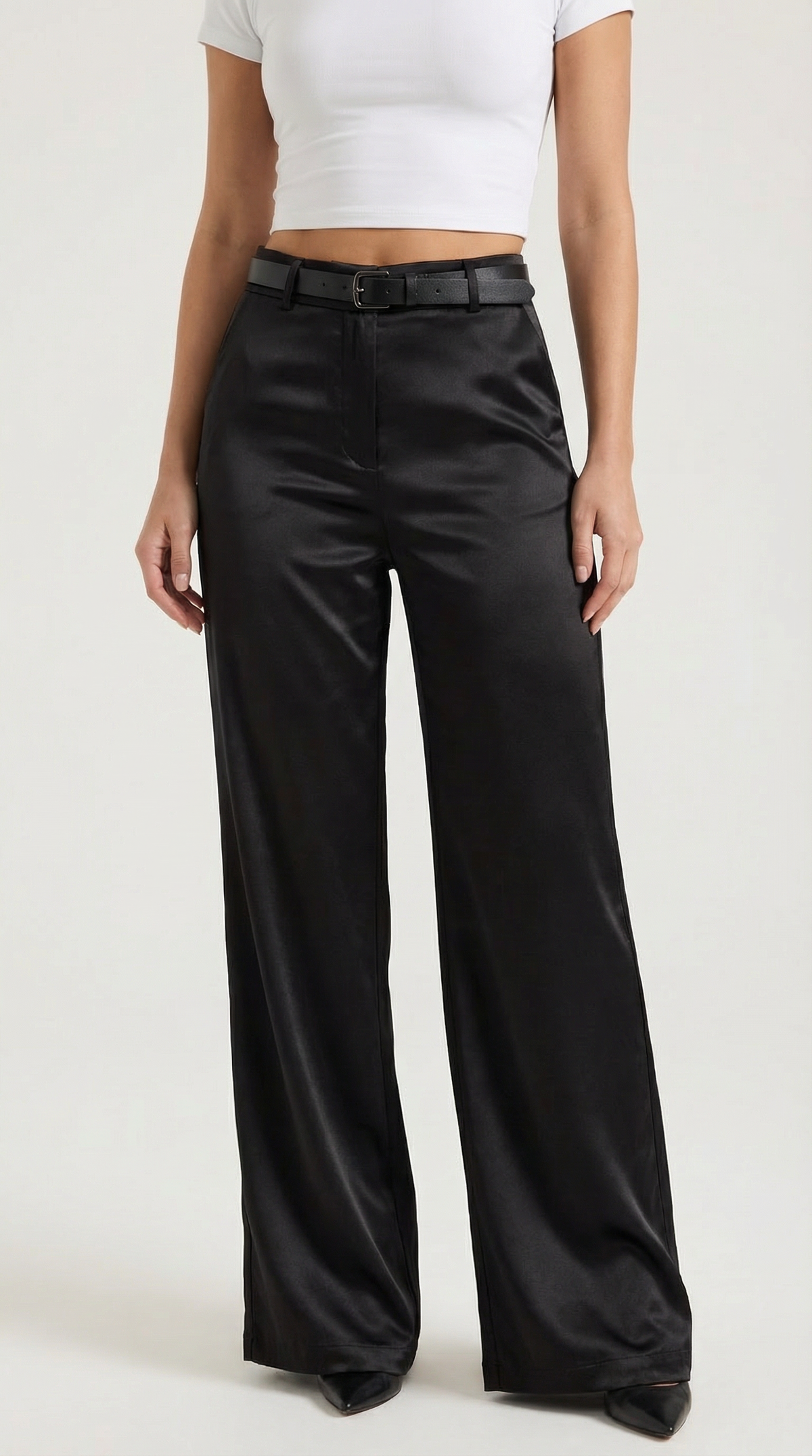 Dames Wide Leg Broek – Hoge Taille Met Ceintuur