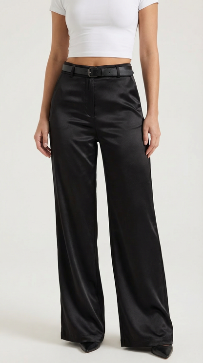 Dames Wide Leg Broek – Hoge Taille Met Ceintuur