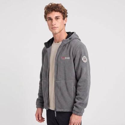 Heren Winddicht Fleece Jack met Capuchon - Gevoerd Fleecevest met Rits