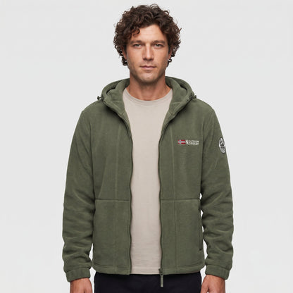 Heren Winddicht Fleece Jack met Capuchon - Gevoerd Fleecevest met Rits