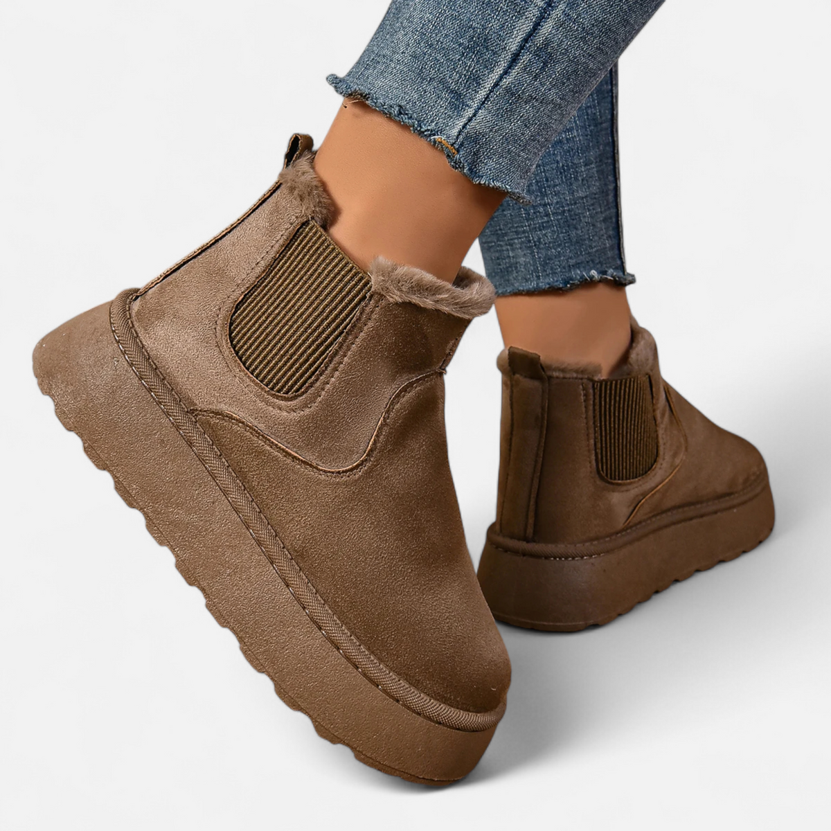 Dames Zachte Enkellaarsjes Winter – Warme Boots Dames Met Voering Plateauzool