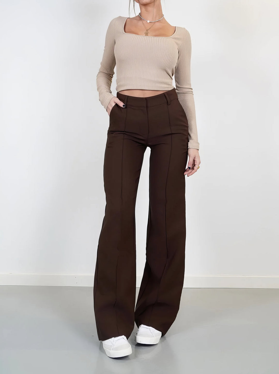 Lioren – Stijlvolle Wijde Broek Met Kreukvrije Finish en Tijdloze Pasvorm