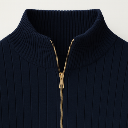 Ashford – Heren Half Zip Trui met Geribde Structuur
