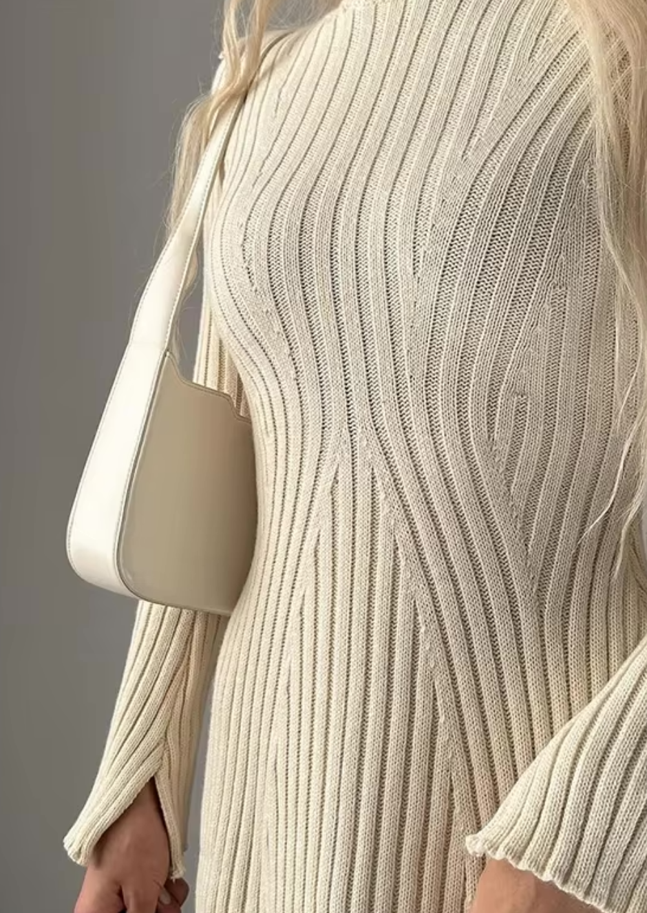Dames Gebreide Jurk – Rib Knit Jurk Elegant