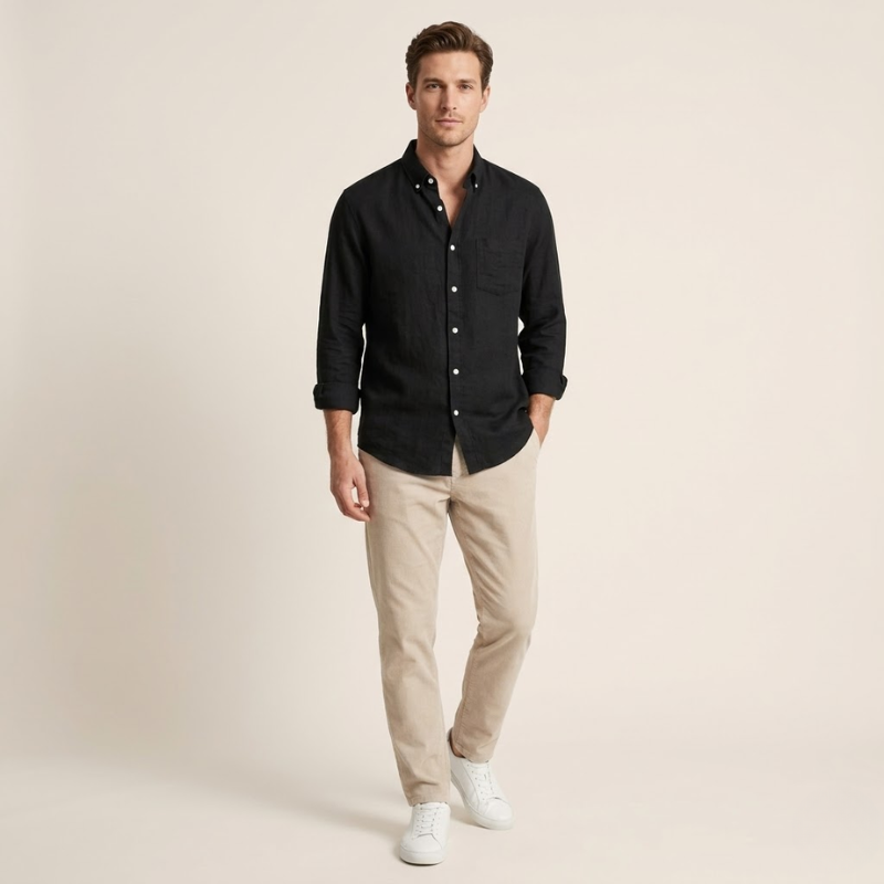 Luca – Linnen Overhemd Heren Zomer Casual Overhemd Heren Slim Fit Shirt