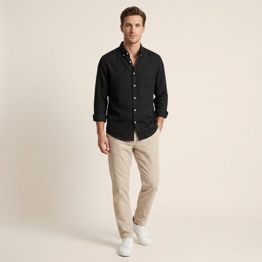 Luca – Linnen Overhemd Heren Zomer Casual Overhemd Heren Slim Fit Shirt