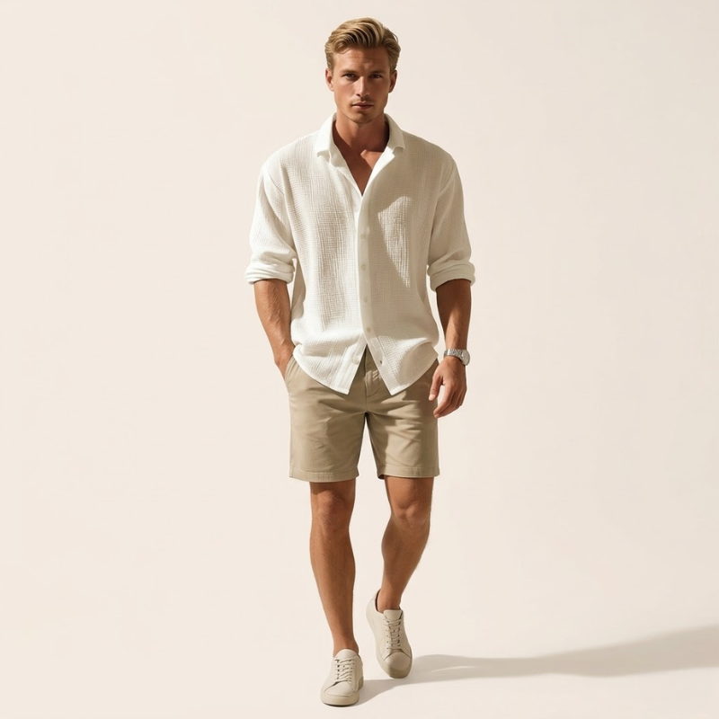 Jules – Heren Overhemd Katoen Casual Overhemd Heren Old Money Shirt Zomer