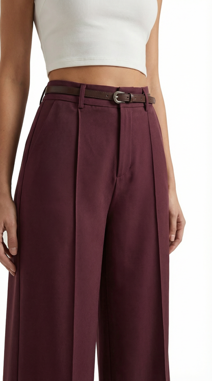 Dames Wide Leg Broek – Hoge Taille Met Ceintuur