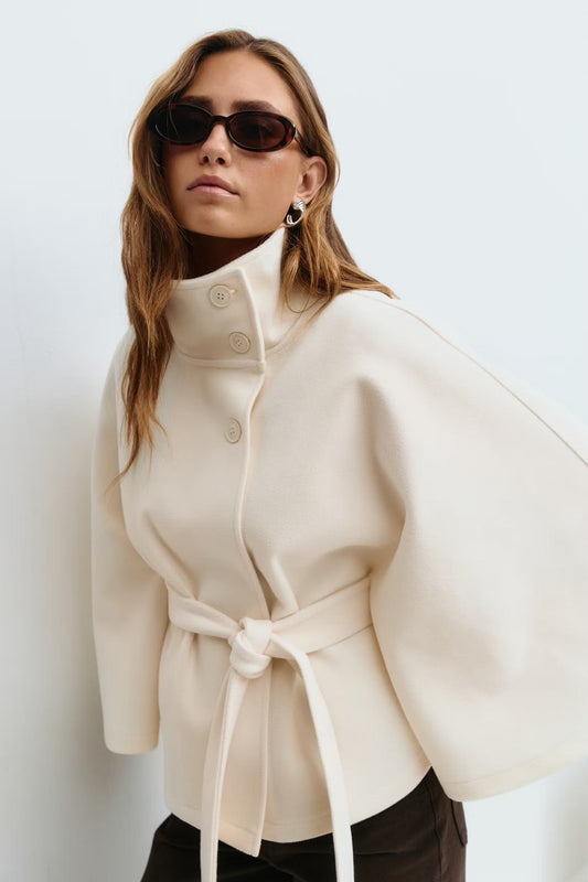 Virella – Dames Winterjas Cape Model Elegant Warm Losvallend Design
