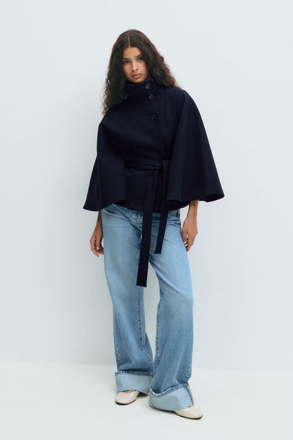 Virella – Dames Winterjas Cape Model Elegant Warm Losvallend Design