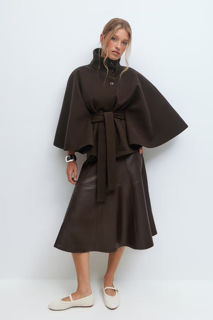 Virella – Dames Winterjas Cape Model Elegant Warm Losvallend Design