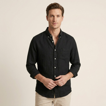 Luca – Linnen Overhemd Heren Zomer Casual Overhemd Heren Slim Fit Shirt