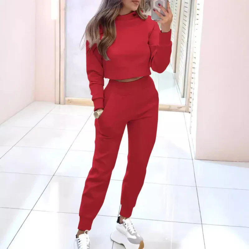Dames Tweedelig Trainingspak – Cropped Sweater Set Dames Casual