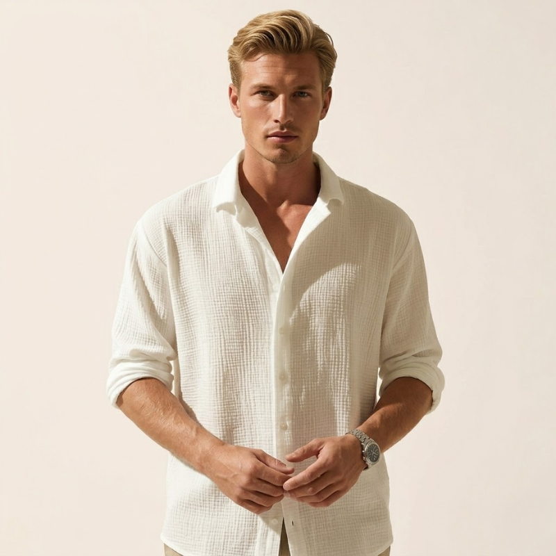 Jules – Heren Overhemd Katoen Casual Overhemd Heren Old Money Shirt Zomer