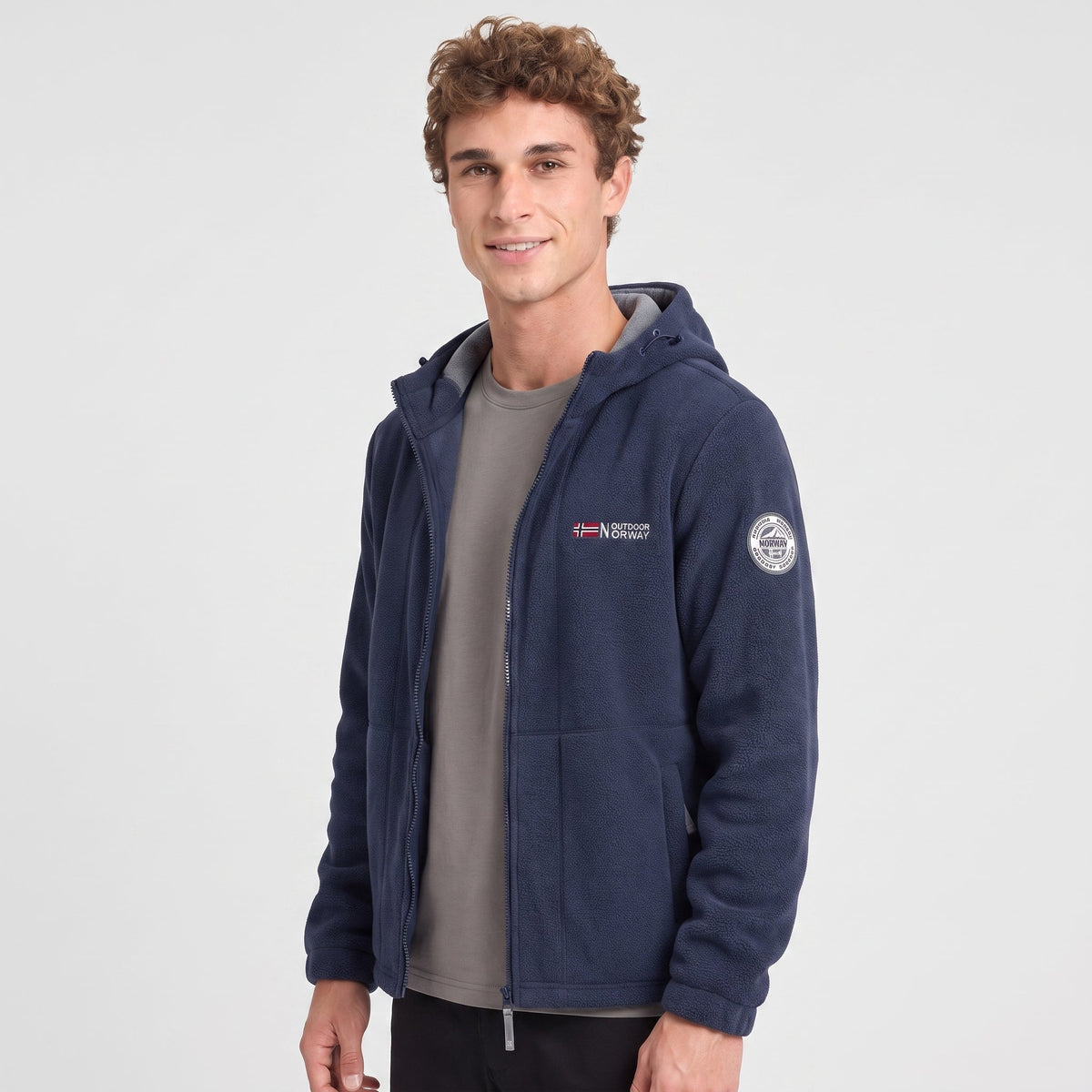 Heren Winddicht Fleece Jack met Capuchon - Gevoerd Fleecevest met Rits