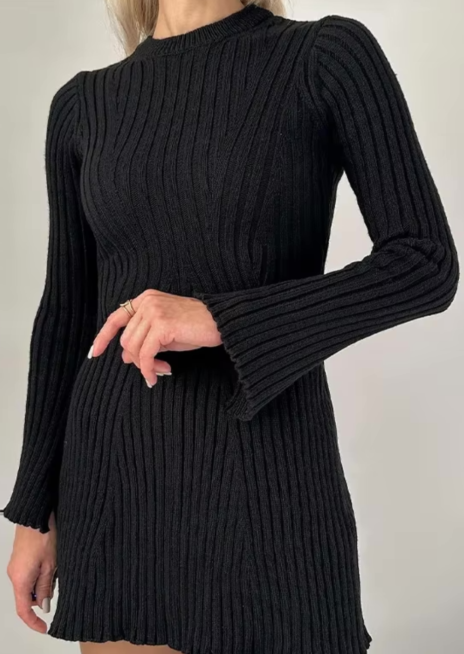 Dames Gebreide Jurk – Rib Knit Jurk Elegant