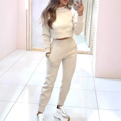 Dames Tweedelig Trainingspak – Cropped Sweater Set Dames Casual