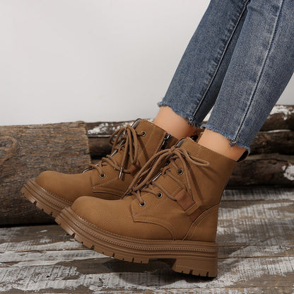 Avenya – Dames Veterlaarzen Met Ritssluiting, Profielzool en Modern Design