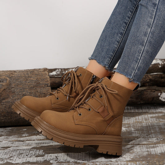 Avenya – Dames Veterlaarzen Met Ritssluiting, Profielzool en Modern Design