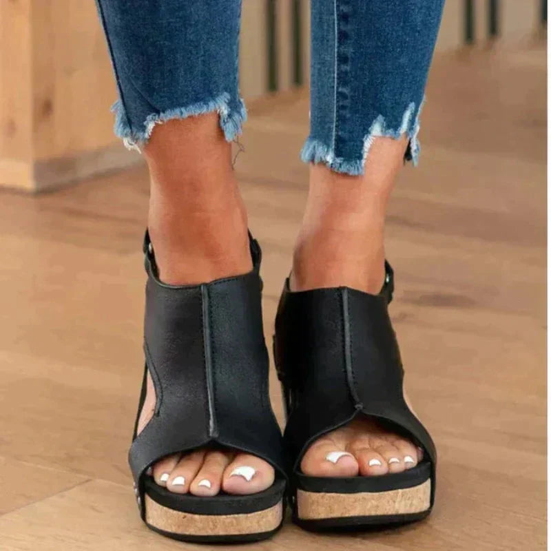 Dames Sandalen Sleehak Comfort Sandalen Verstelbare Band Brede Pasvorm