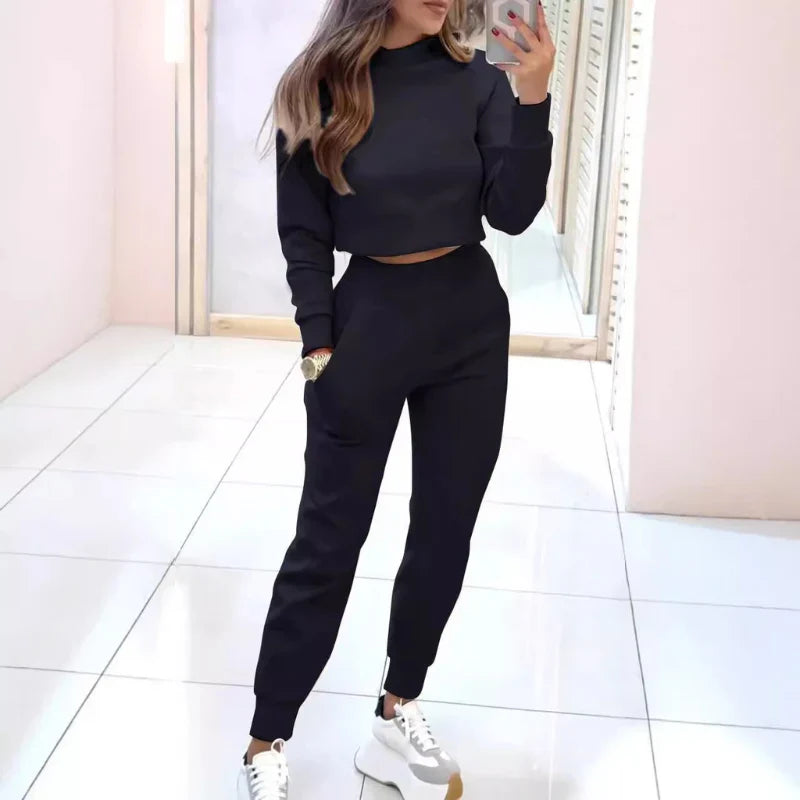 Dames Tweedelig Trainingspak – Cropped Sweater Set Dames Casual