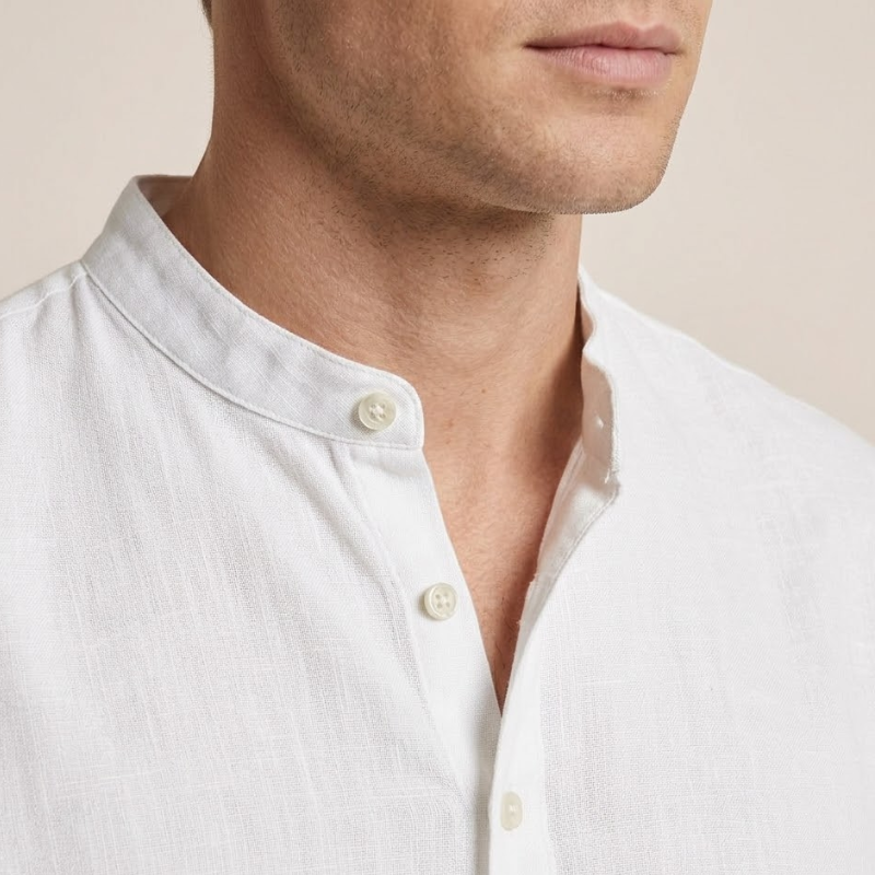 Nils – Linnen Overhemd Heren Zomer Casual Shirt Heren Opstaande Kraag Luchtig