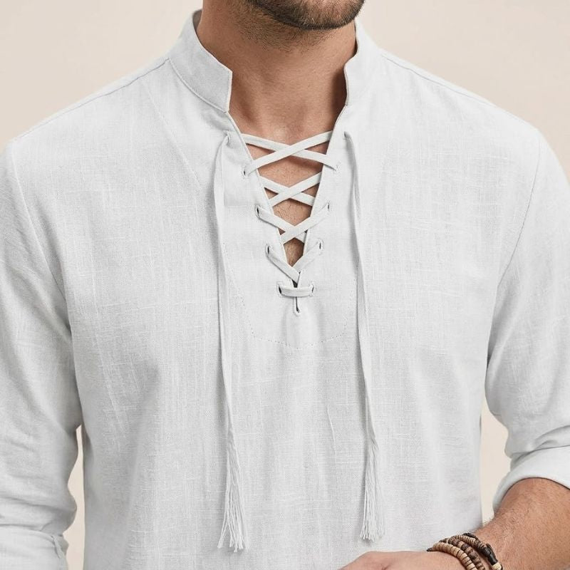 Arno – Linnen Overhemd Heren Zomer Casual Shirt Heren Vetersluiting Luchtig