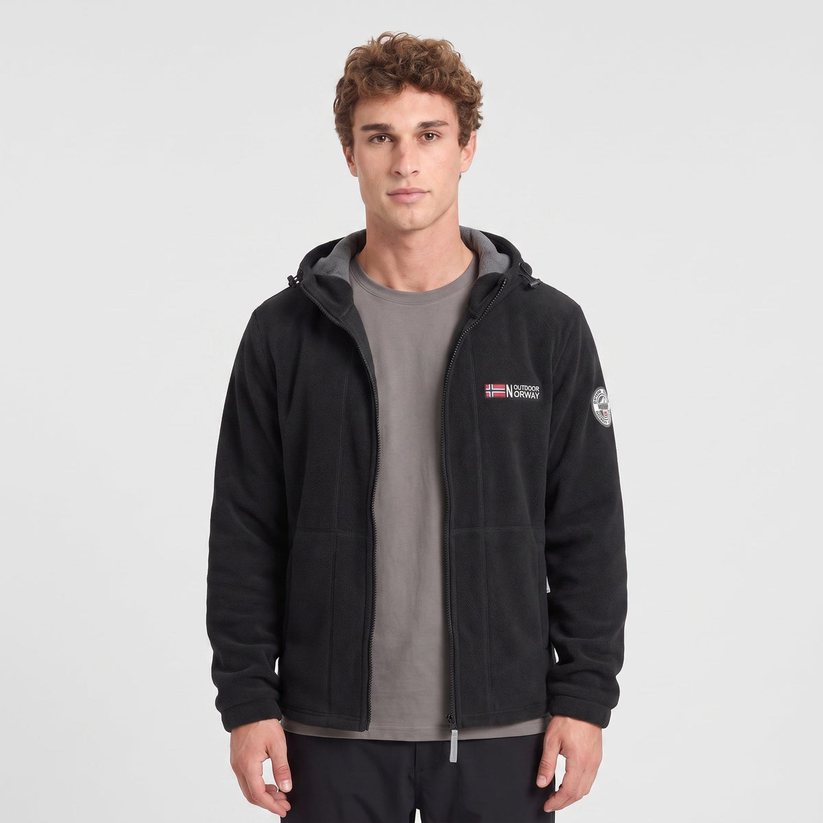 Heren Winddicht Fleece Jack met Capuchon - Gevoerd Fleecevest met Rits