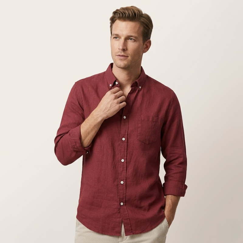 Luca – Linnen Overhemd Heren Zomer Casual Overhemd Heren Slim Fit Shirt