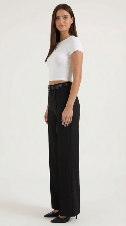 Dames Wide Leg Broek – Hoge Taille Met Ceintuur