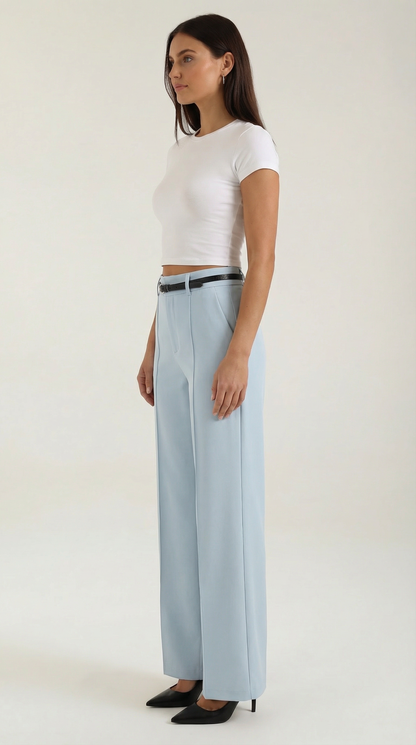 Dames Wide Leg Broek – Hoge Taille Met Ceintuur
