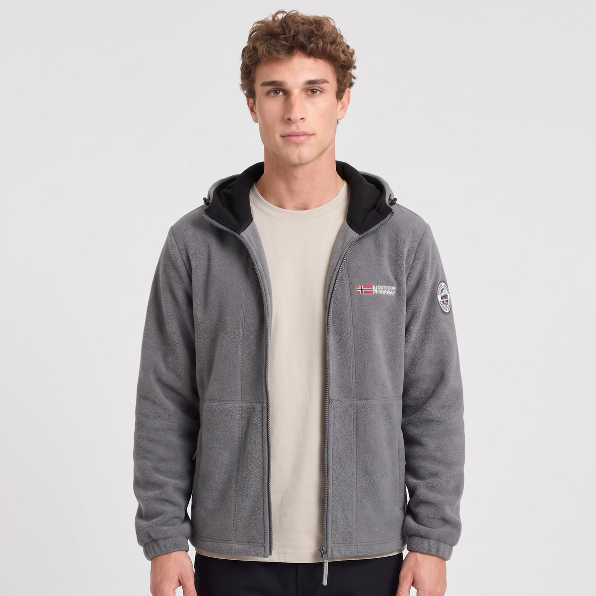 Heren Winddicht Fleece Jack met Capuchon - Gevoerd Fleecevest met Rits