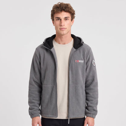 Heren Winddicht Fleece Jack met Capuchon - Gevoerd Fleecevest met Rits