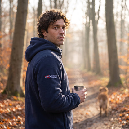 Heren Winddicht Fleece Jack met Capuchon - Gevoerd Fleecevest met Rits
