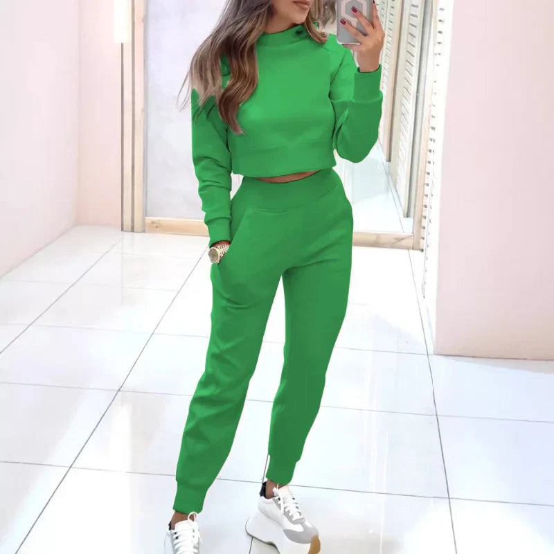 Dames Tweedelig Trainingspak – Cropped Sweater Set Dames Casual