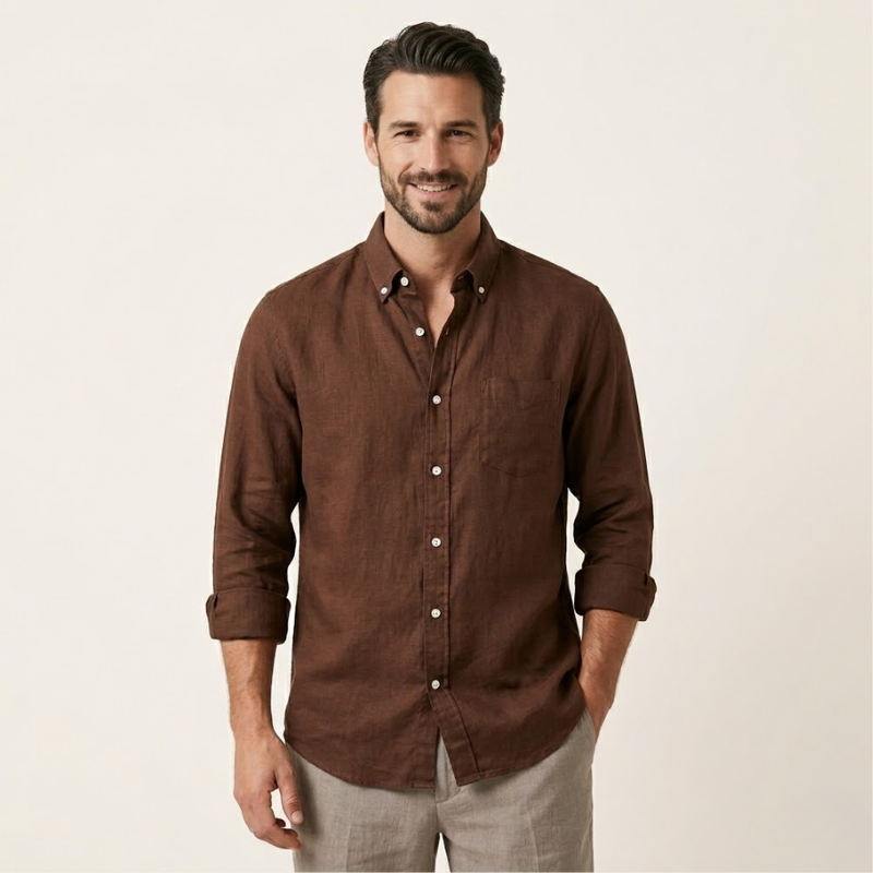 Luca – Linnen Overhemd Heren Zomer Casual Overhemd Heren Slim Fit Shirt