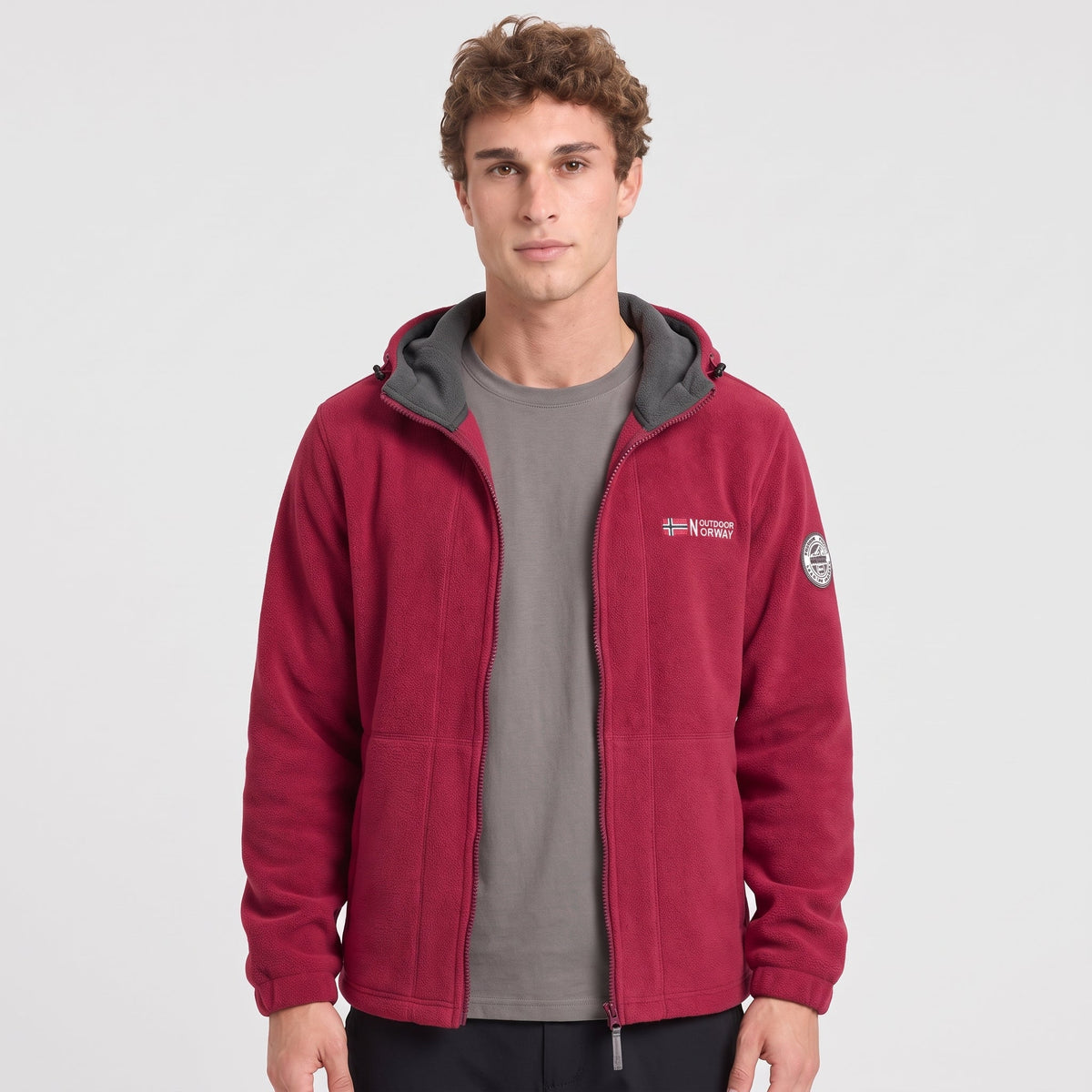 Heren Winddicht Fleece Jack met Capuchon - Gevoerd Fleecevest met Rits