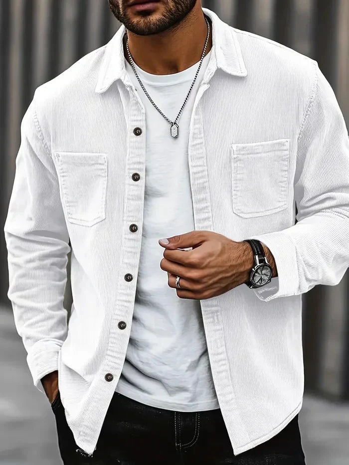 Heren Corduroy Overshirt – Rib Overshirt Heren Met Borstzakken Casual & Tussenlaag