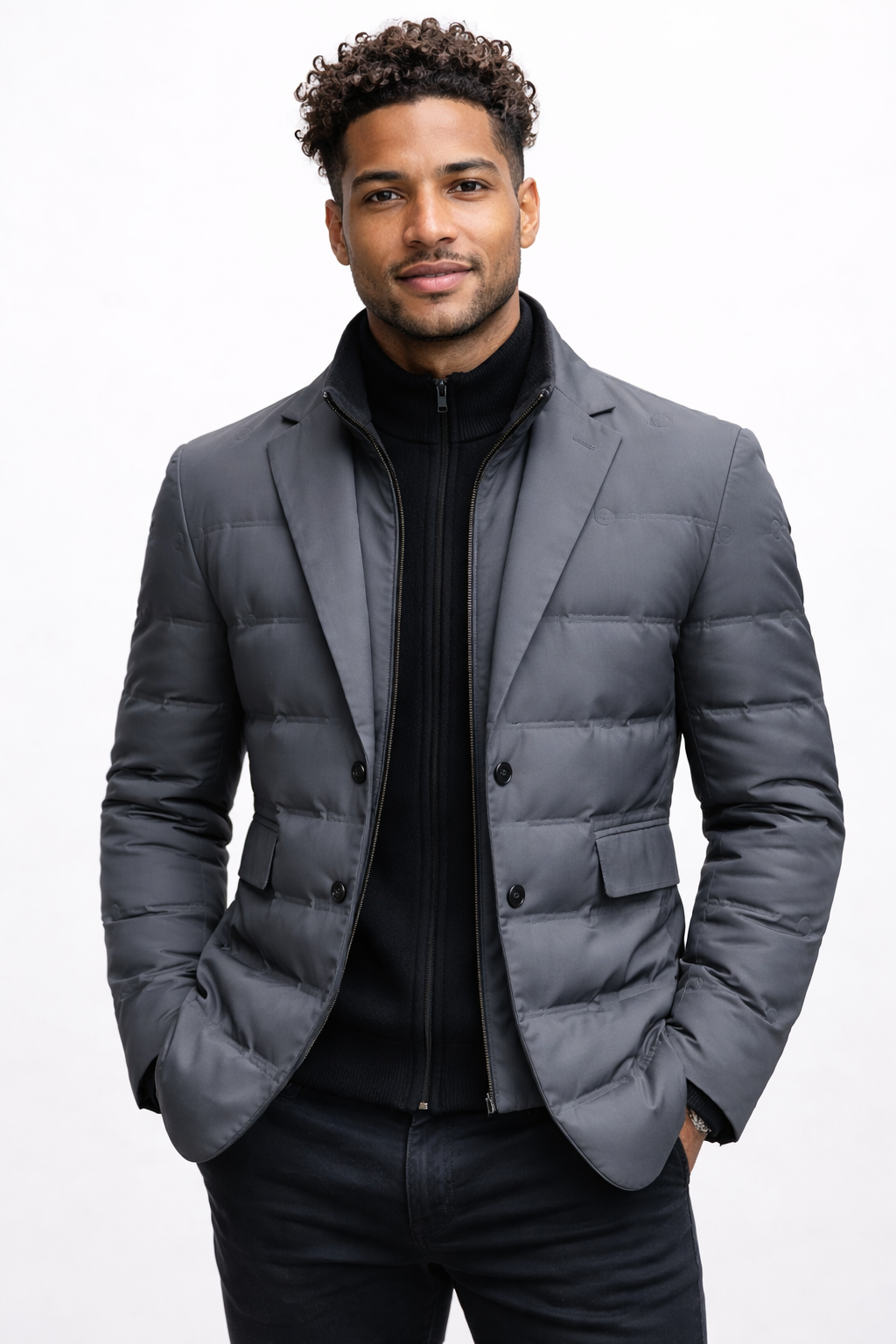 Heren Gewatteerde Jas - Blazer-Look Slim Fit